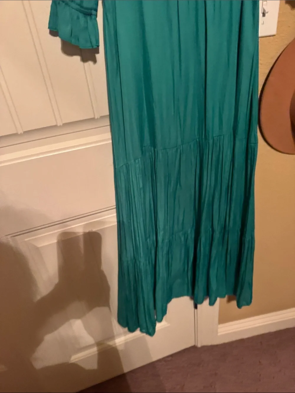 Skies Are Blue Teal V-Neck Tiered Maxi Dress